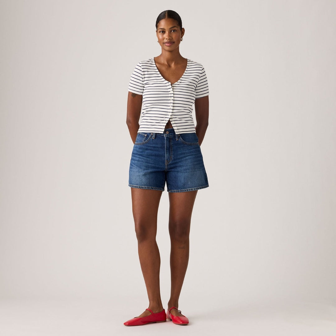 Cinch Mid-Thigh Shorts in Kiss Goodbye Short, front view