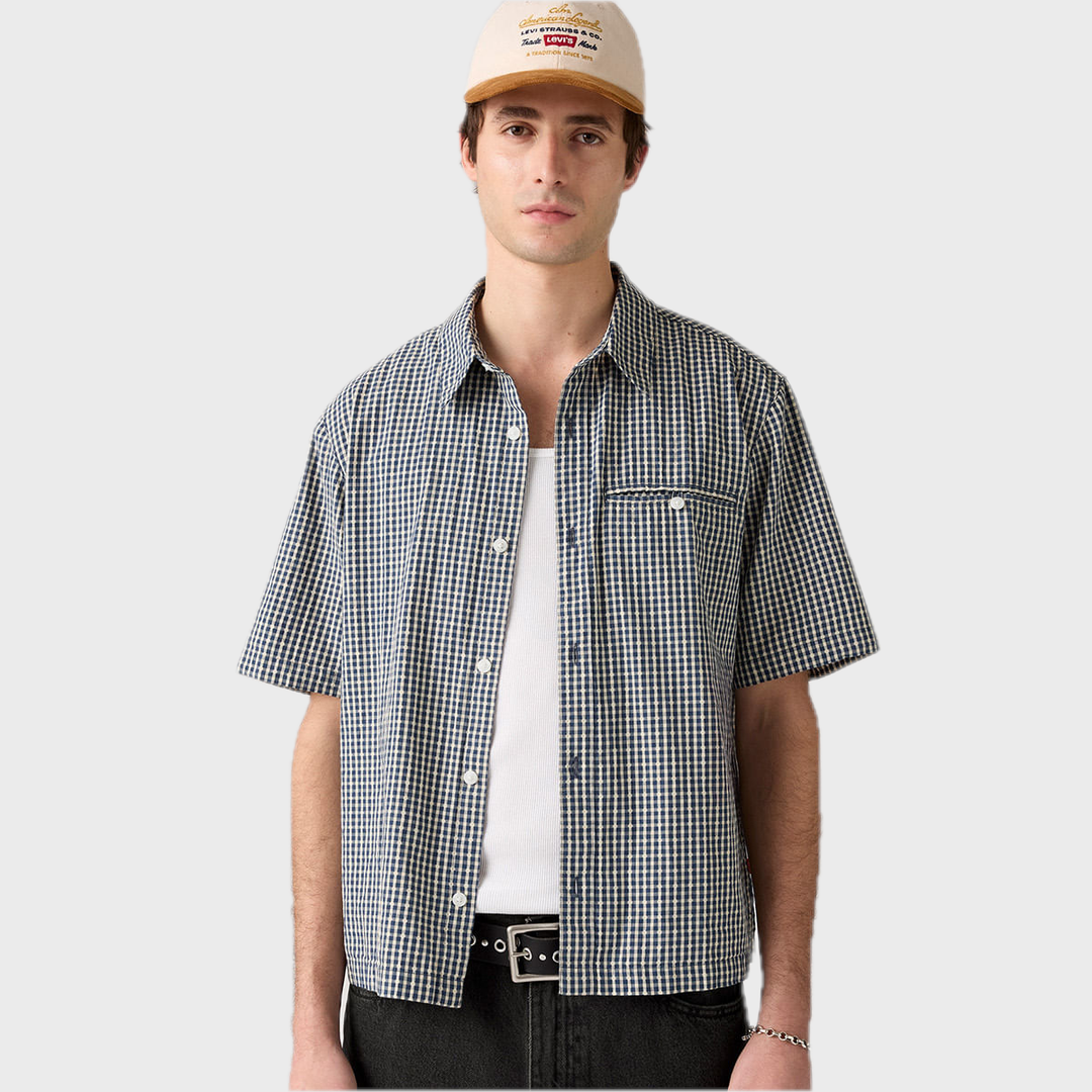 Short-Sleeve Zandt Cropped Shirt | Ian Dobby Plaid — front view