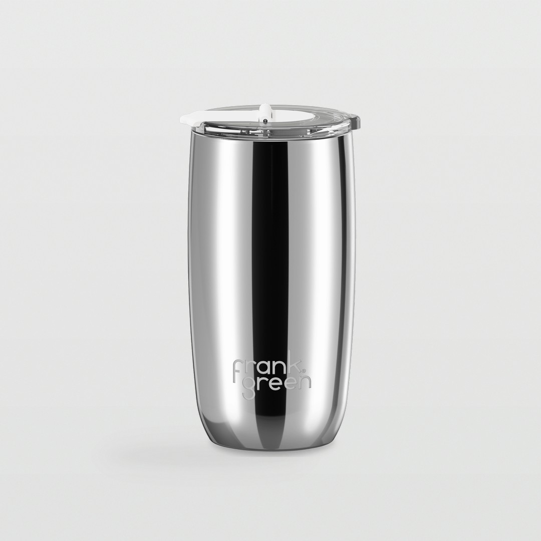 Edition II Coffee Cup with Hinge Lid (475ml) | Chrome Silver — image 1