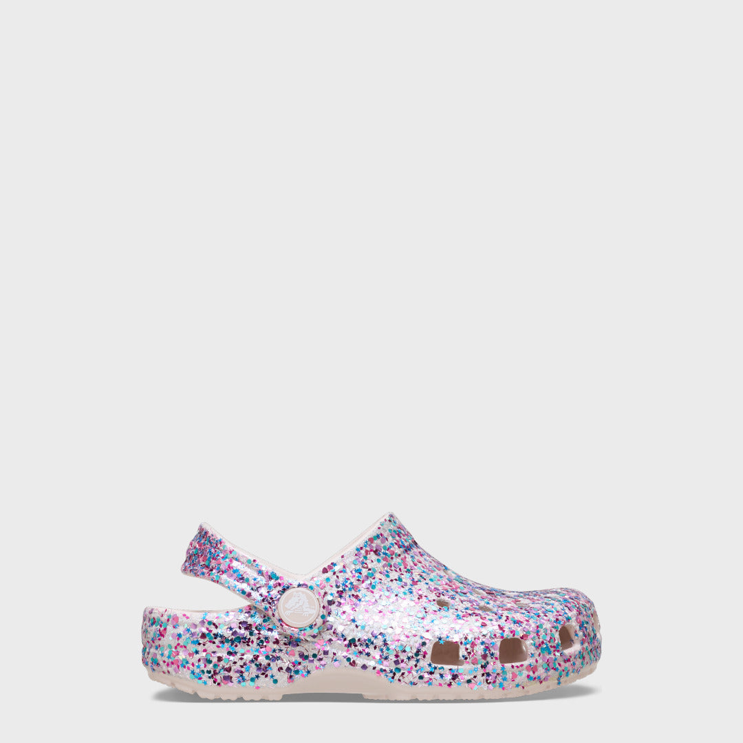 Toddler Classic Dazzle Glitter Clog | Cocoa Crème — Side view