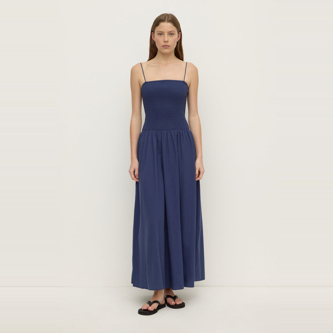 Connie Cotton Shirred Dress | Imperial Blue — image 1