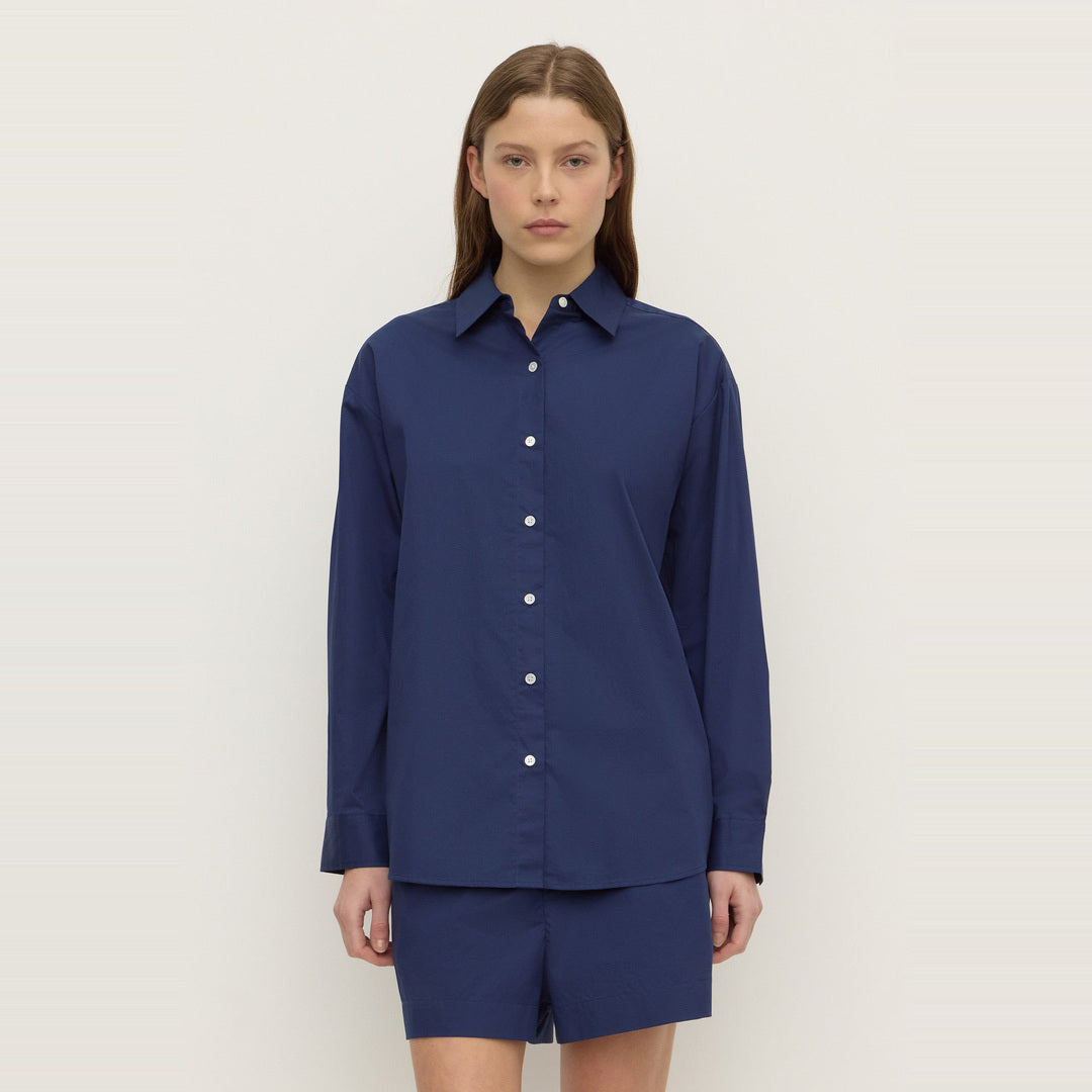 Micha Poplin Long Sleeve Shirt | Imperial Blue — image 1