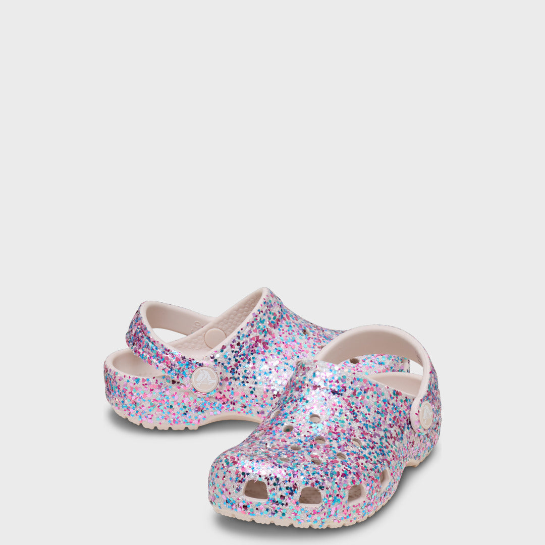 Toddler Classic Dazzle Glitter Clog | Cocoa Crème — Pair view