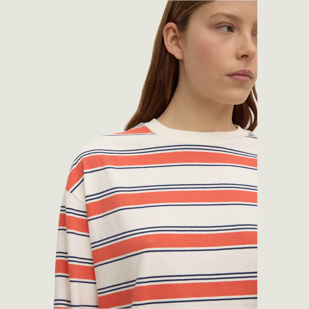 Eliana Stripe Cotton Long Sleeve Tee | Dahlia Stripe — image 2