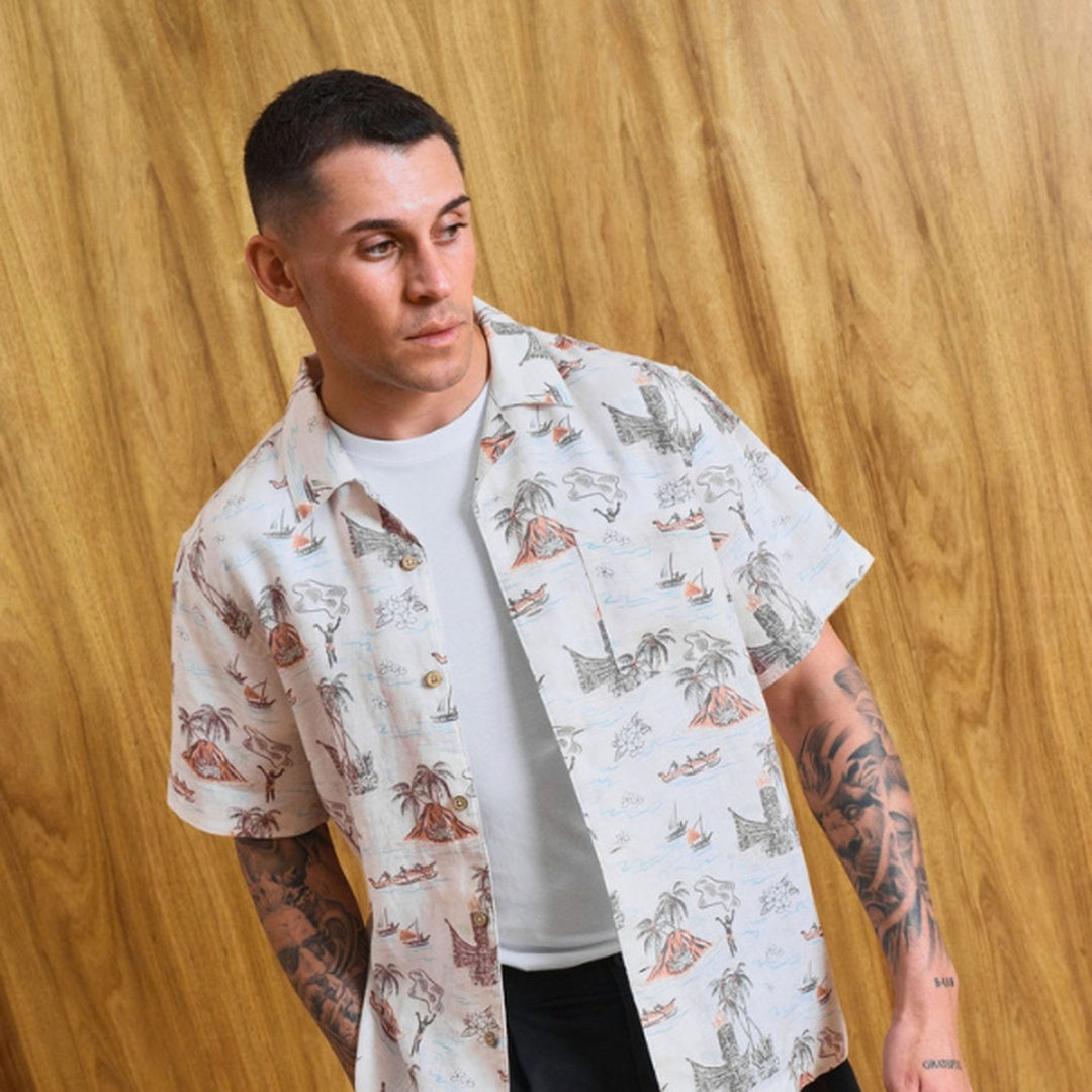 Tiki Hawaiian Short Sleeve Shirt | Sand — image 2