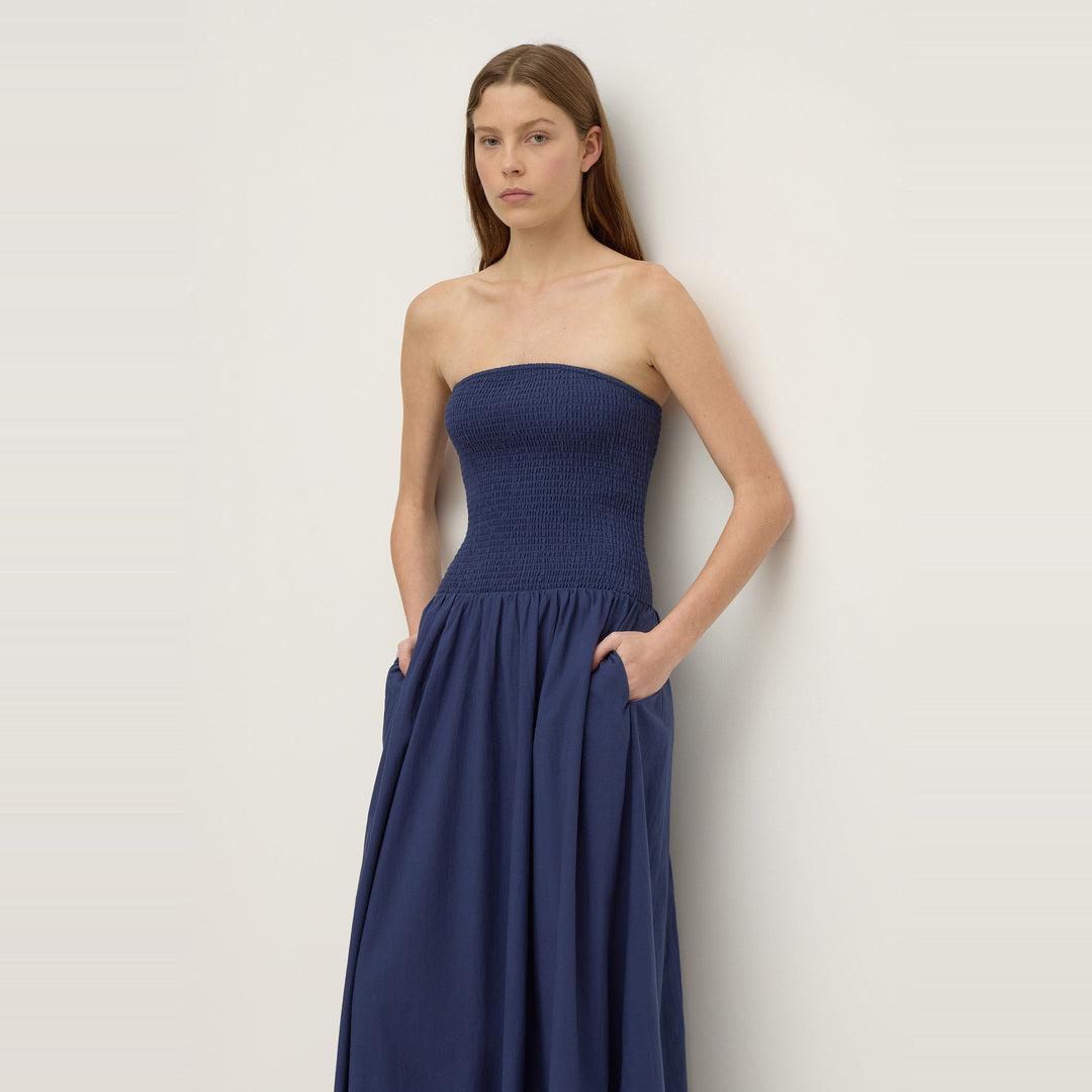 Connie Cotton Shirred Dress | Imperial Blue — image 2