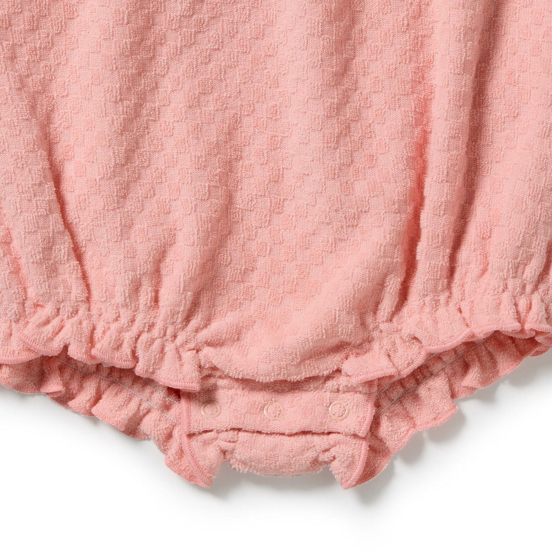 Petal Pink Check Organic Terry Tie Playsuit — image 5