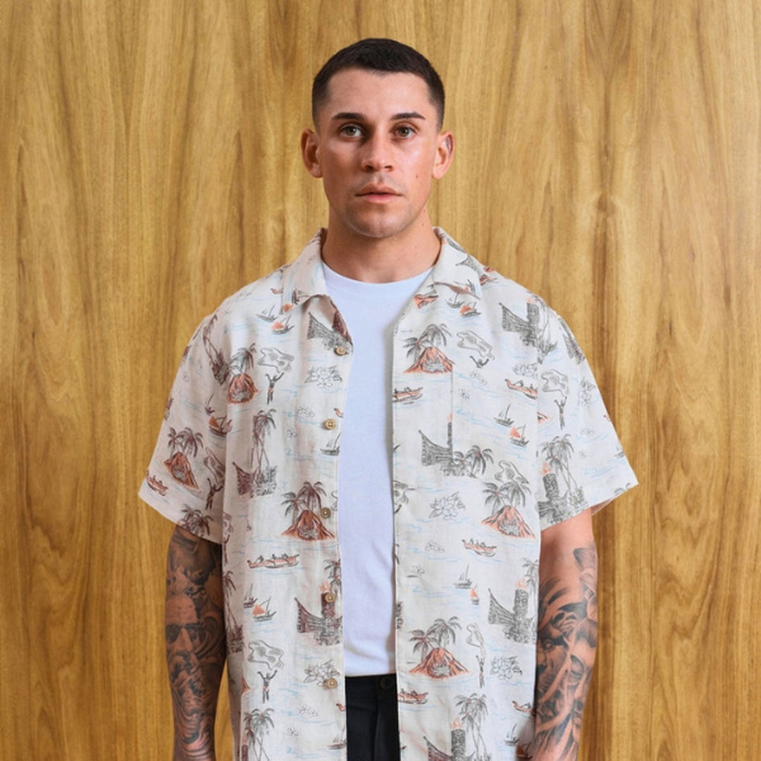 Tiki Hawaiian Short Sleeve Shirt | Sand — image 5