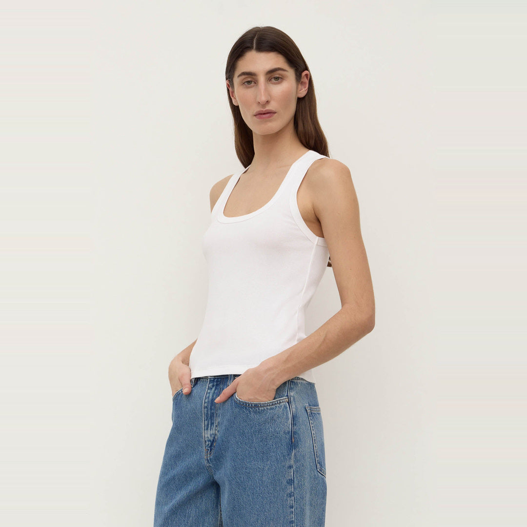 Robyn Scoop Neck Rib Tank | White — image 5