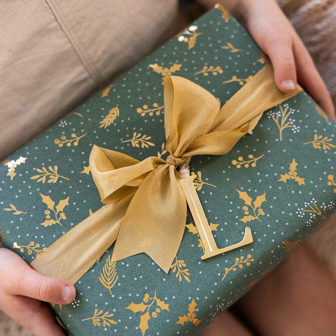 Gift Wrap Roll 3m - Golden Holly (Gold Foil) image 5