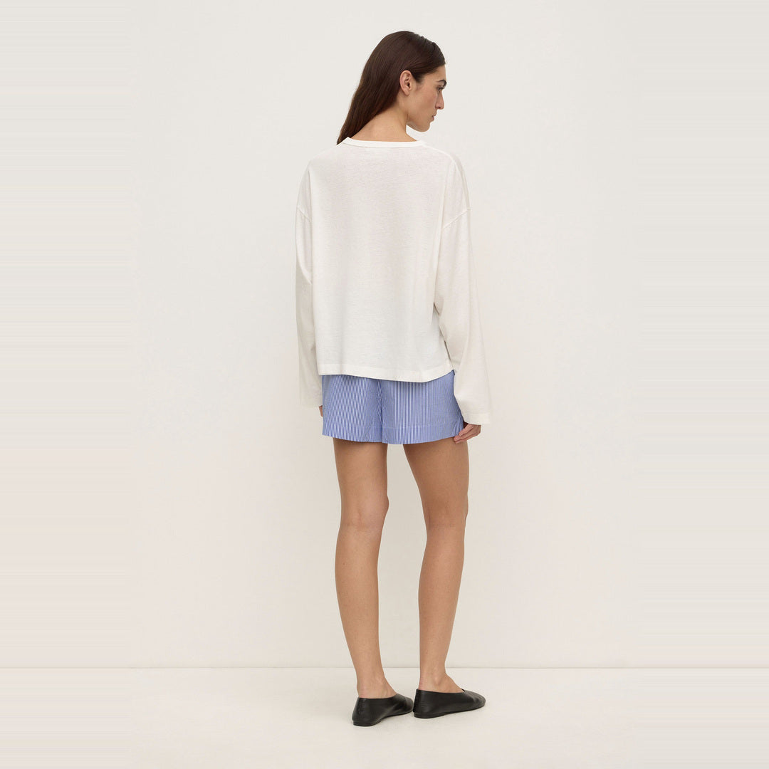Ava Stripe Cotton Poplin Short | Navy Stripe — image 5