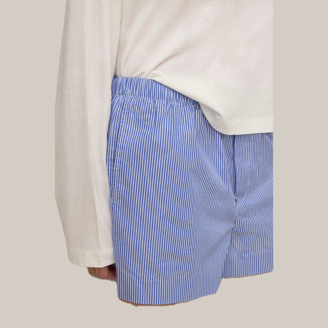 Ava Stripe Cotton Poplin Short | Navy Stripe — image 6