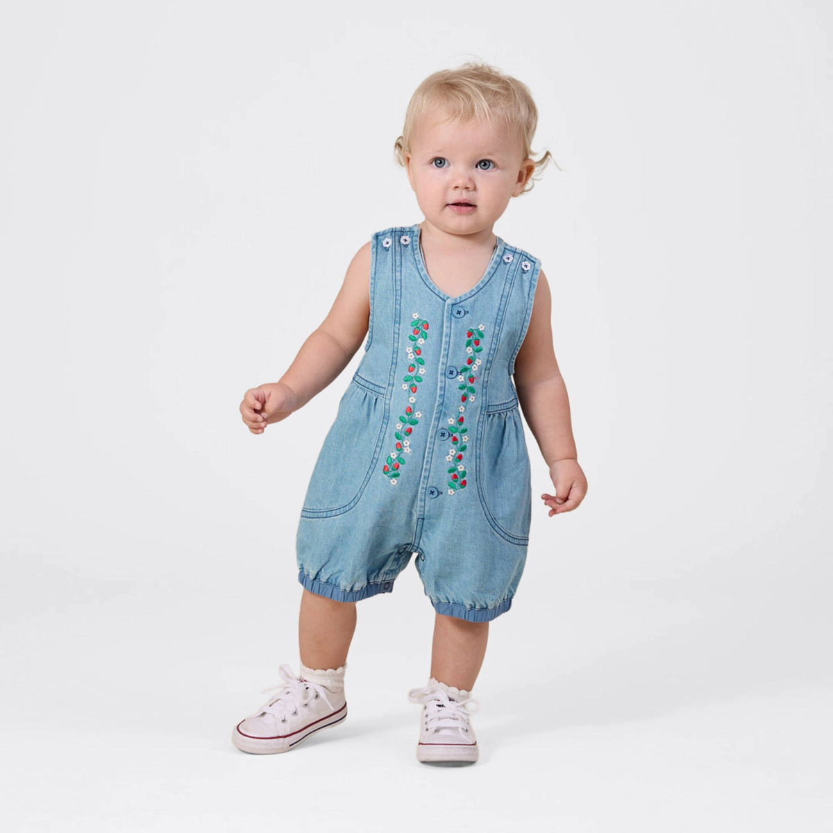Wild Strawberry Nina Romper worn on body