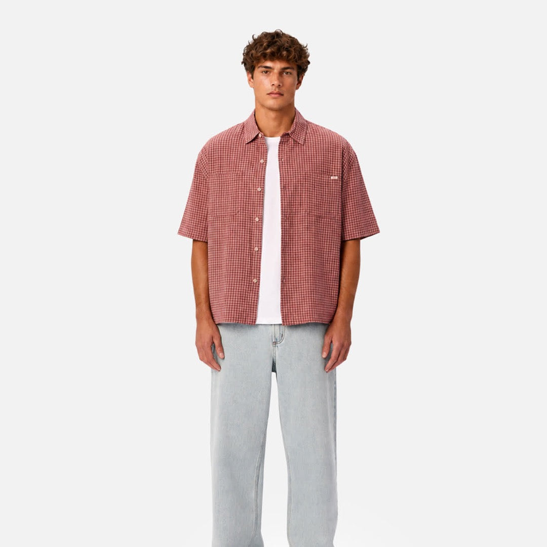 The Alves Short Sleeve Shirt | Pink / Burgundy official Industrie view 5