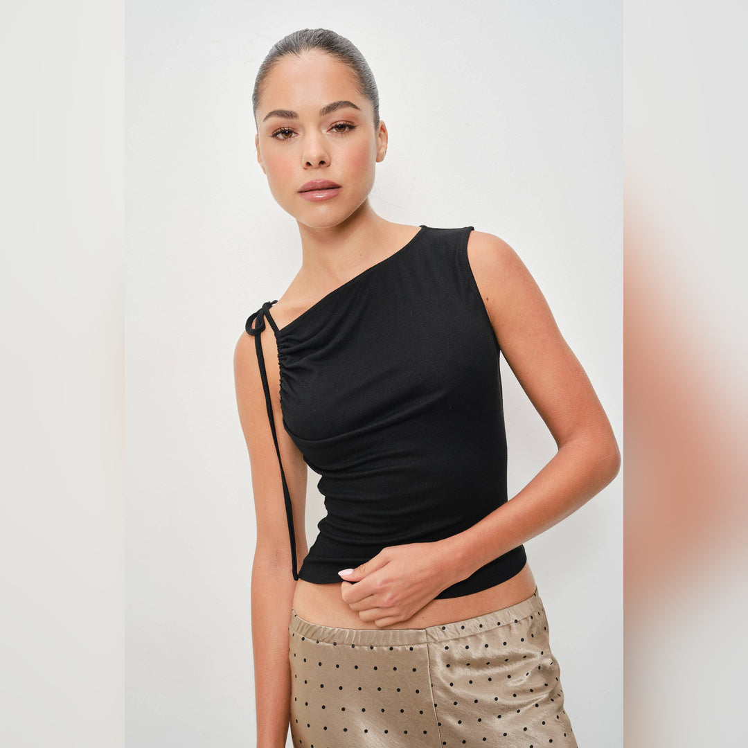 Cielo Tie Shoulder Top | Black — image 1