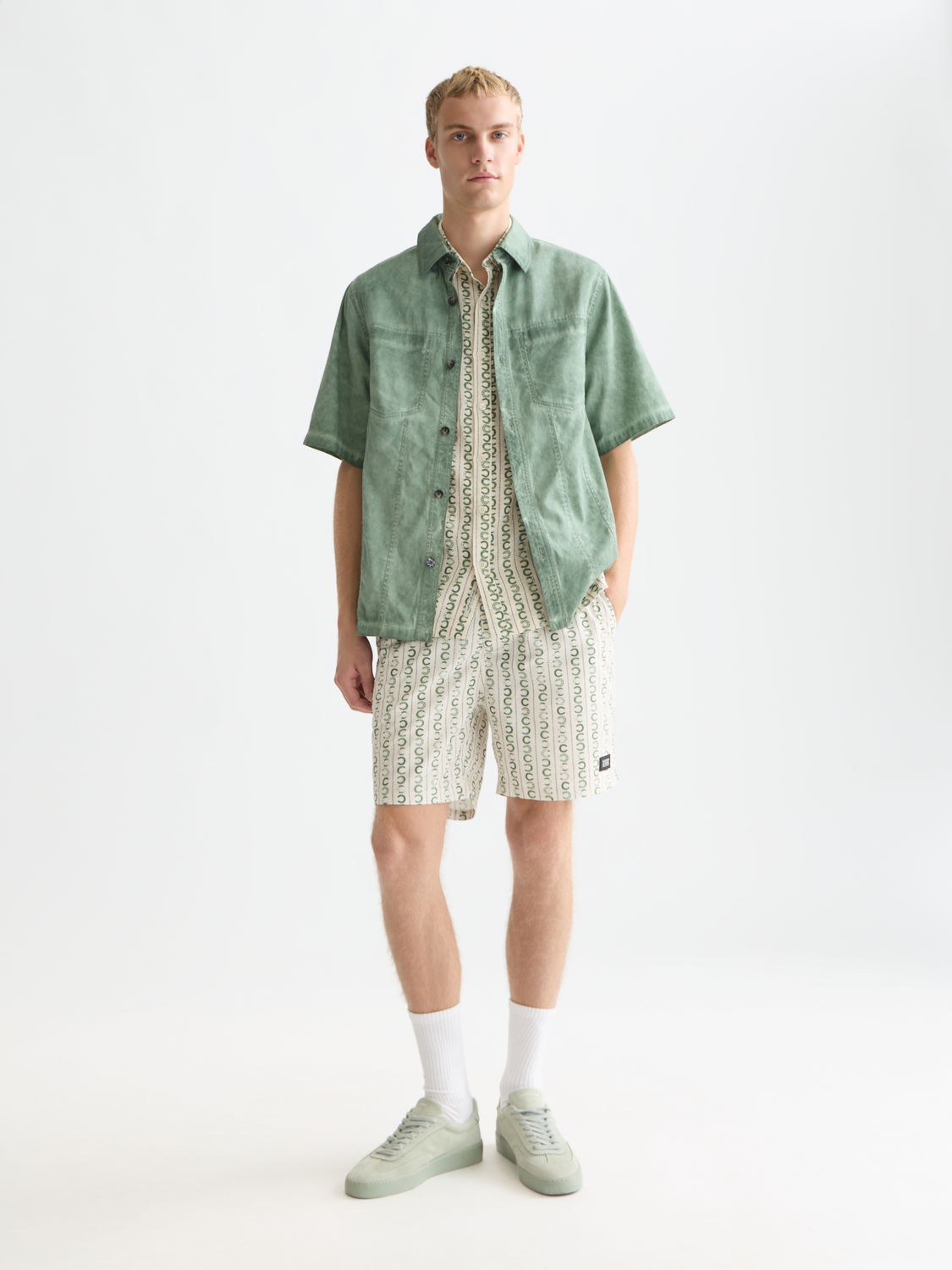 Scotch & Soda Printed Swim Shorts Horseshoe Stripe Eggnog front