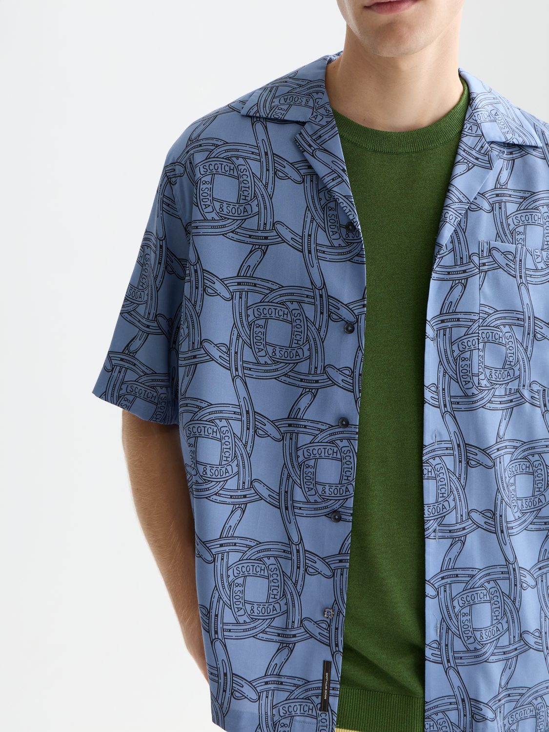 Scotch & Soda Printed Short Sleeve Shirt Horseshoes Infinity fabric detail