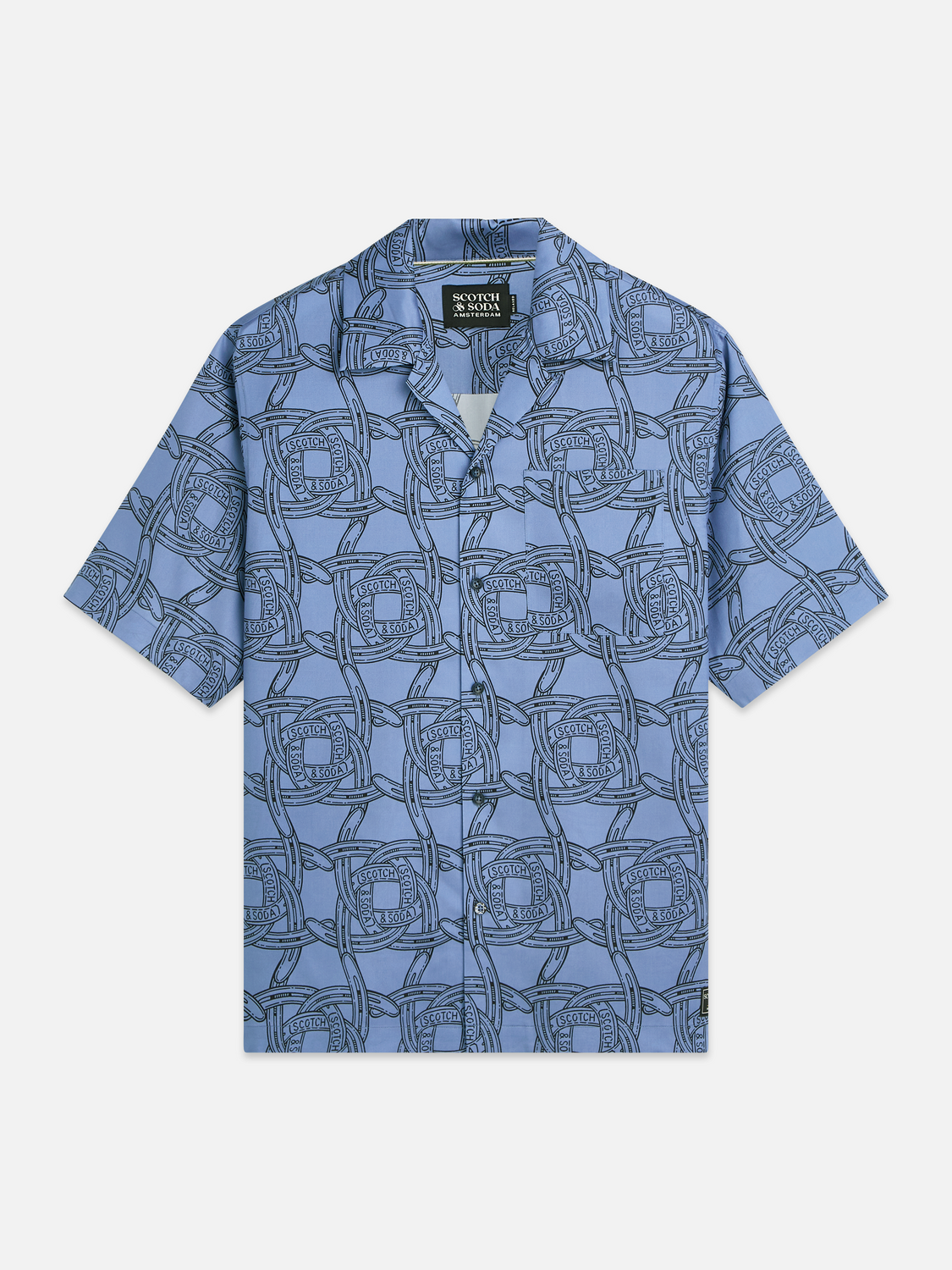 Scotch & Soda Printed Short Sleeve Shirt Horseshoes Infinity worn front