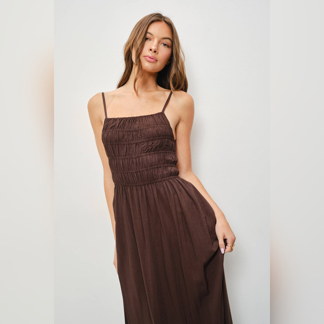 Adley Smocked Maxi Dress | Chocolate — image 3