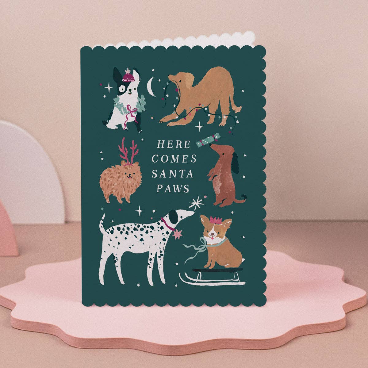 Santa Paws Dogs Christmas Card | Dog Holiday Cards 2026