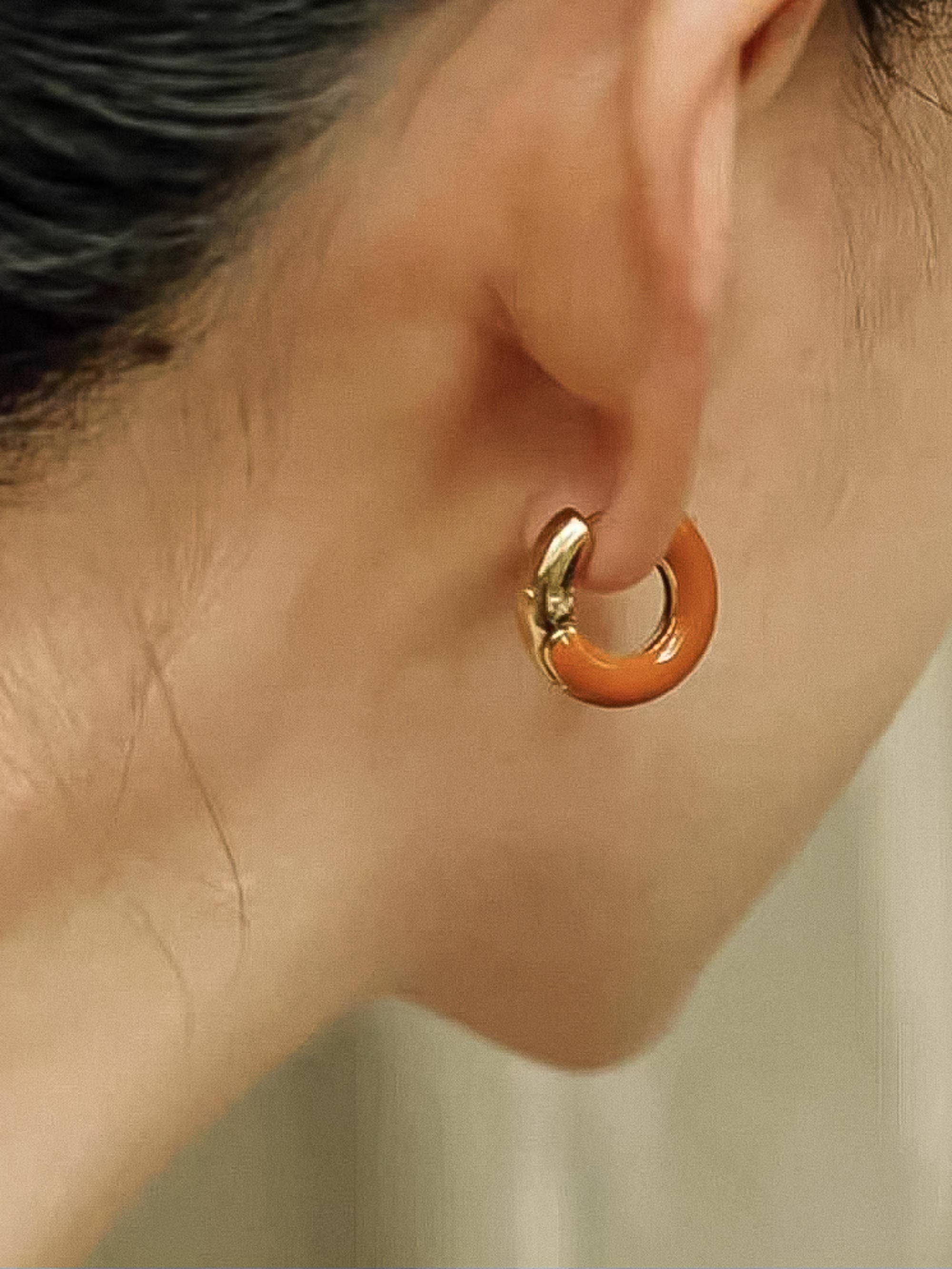 Odessa Vintage Enamel Hoop Earrings | Red