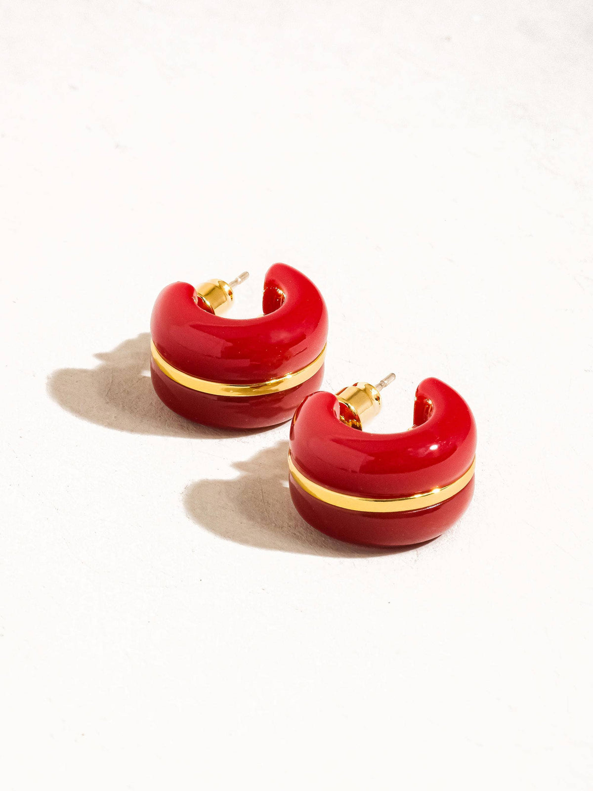 Arlo C Hoop Earring | Beige 18K Gold
