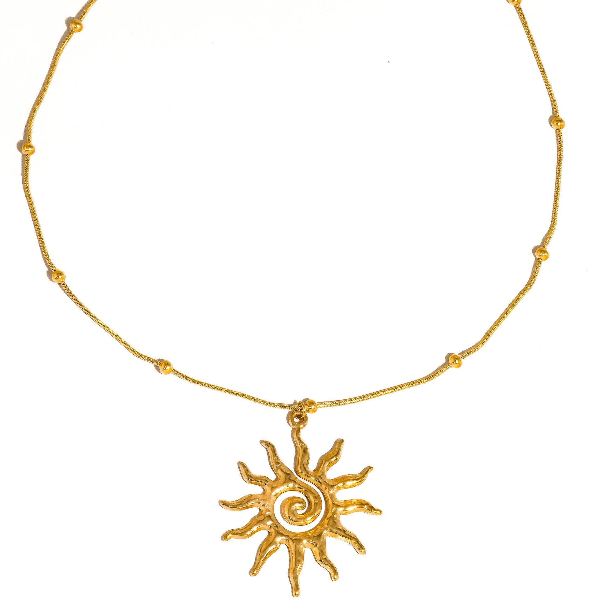 Taiyo 18K Gold Non-Tarnish Boho Sun Necklace | Yellow Gold