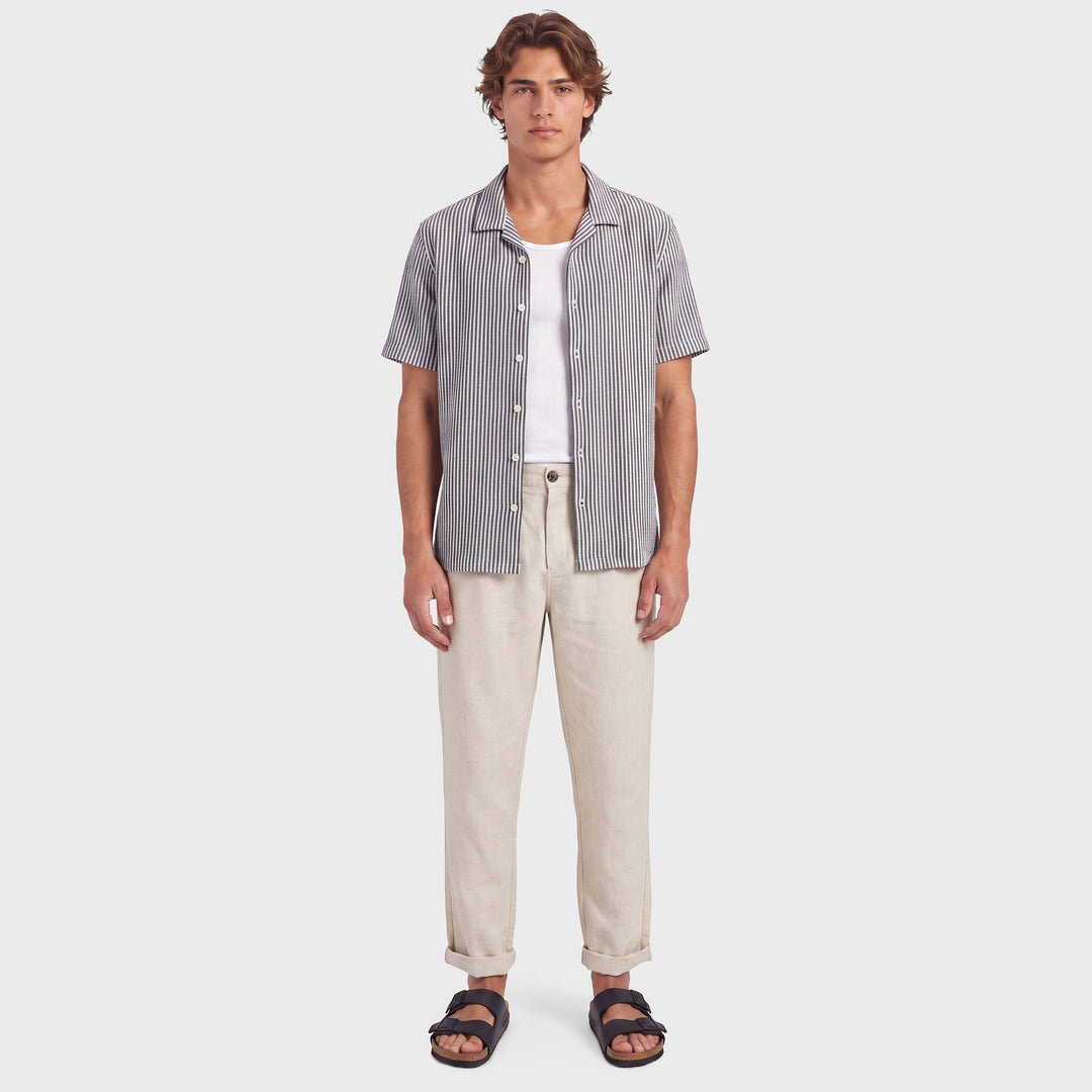 The Academy Brand Anderson Short Sleeve Shirt in Peacoat Navy/Off White, image 1