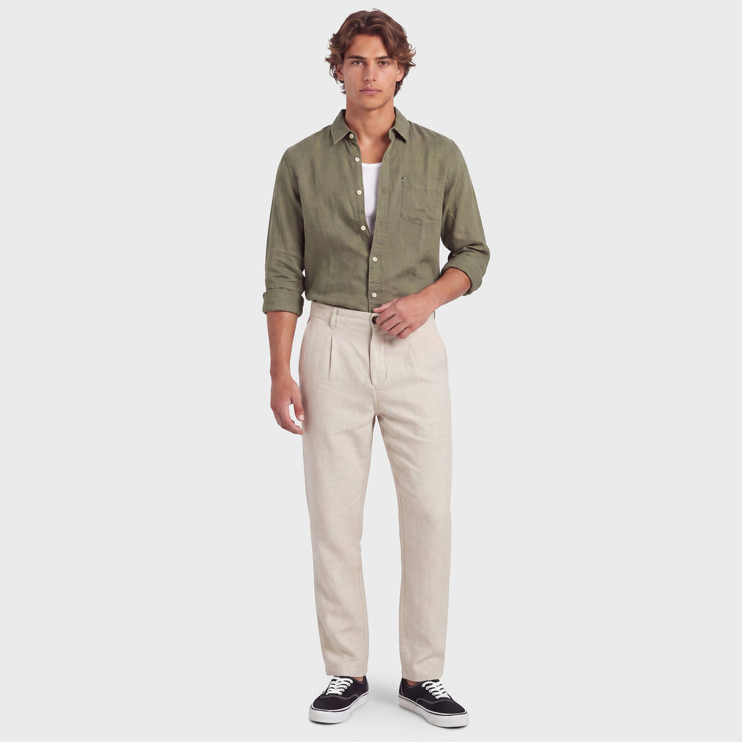 The Academy Brand Hampton Linen Shirt in Vetiver Green, image 1