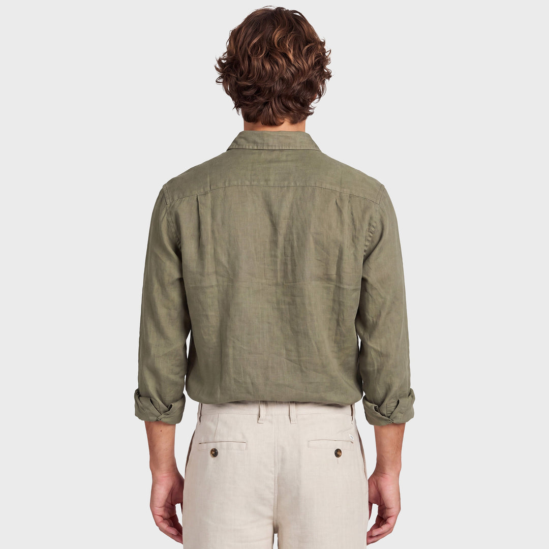 The Academy Brand Hampton Linen Shirt in Vetiver Green, image 5