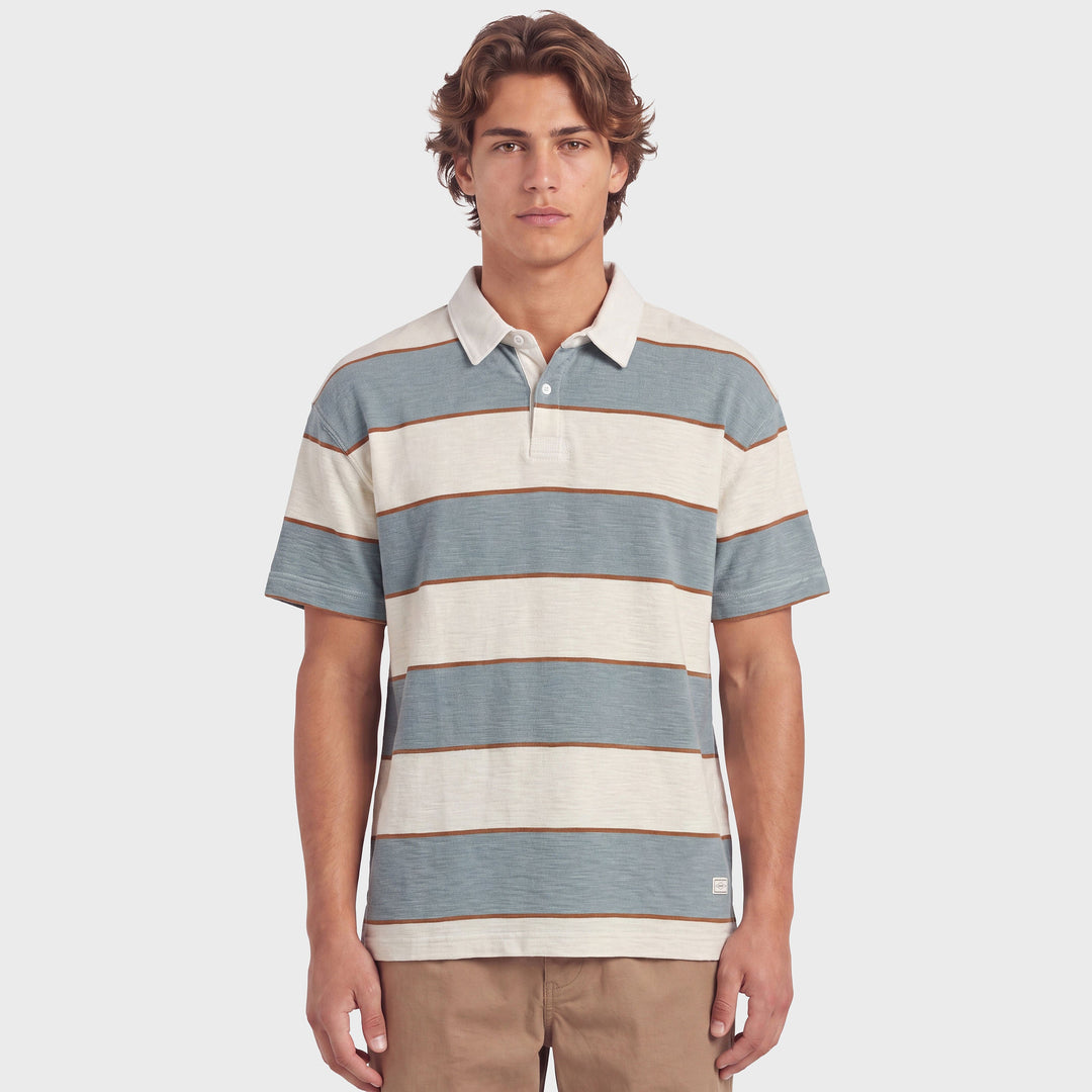 The Academy Brand Watkins SS Stripe Rugby in Smokey Blue, image 2