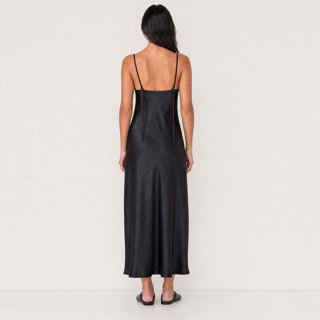Pippa Silk Bias Slip Dress | Black
