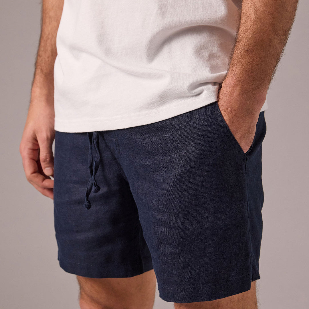 Riviera Linen Short | Navy — view 1