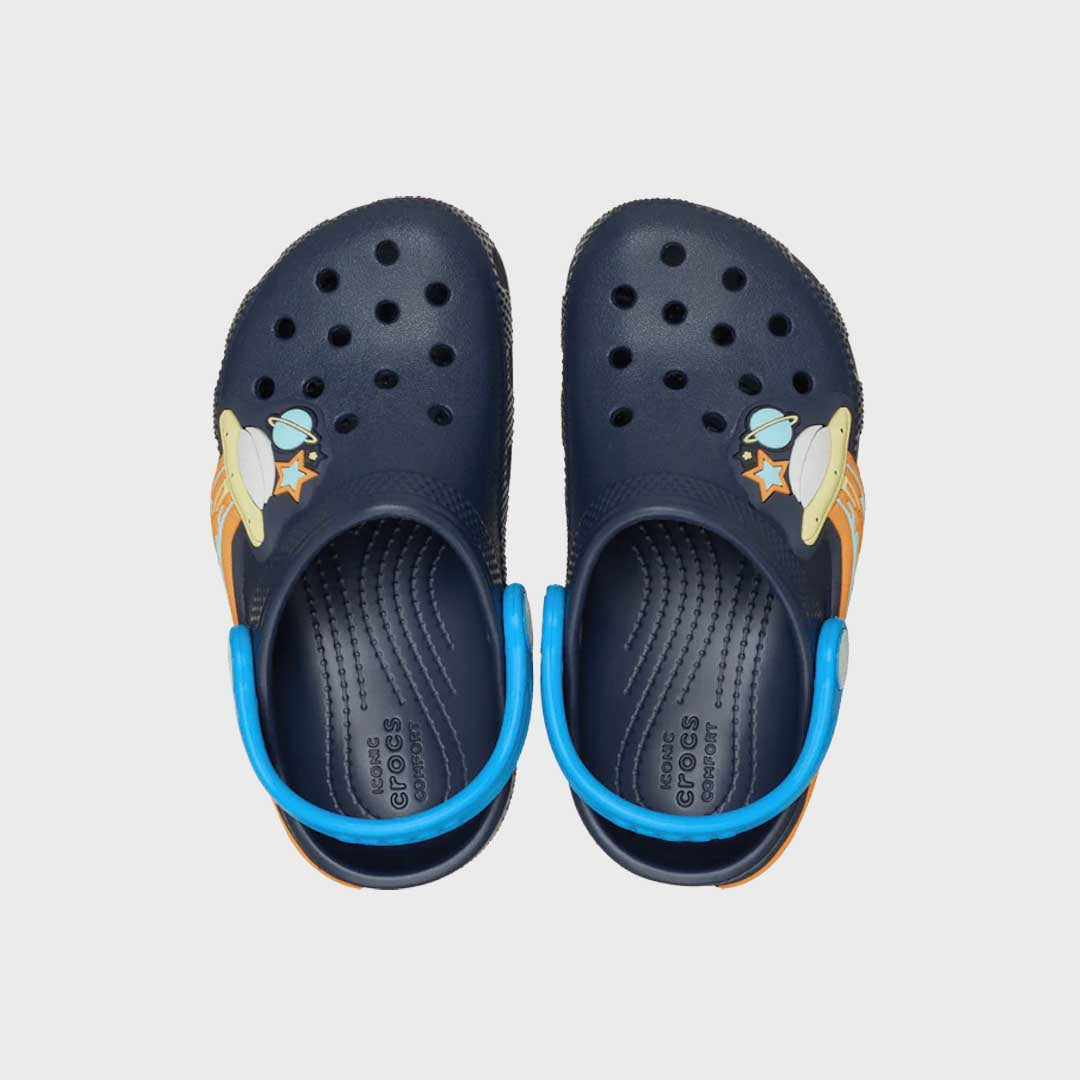 Toddler Classic Clog UFO Lights | Navy