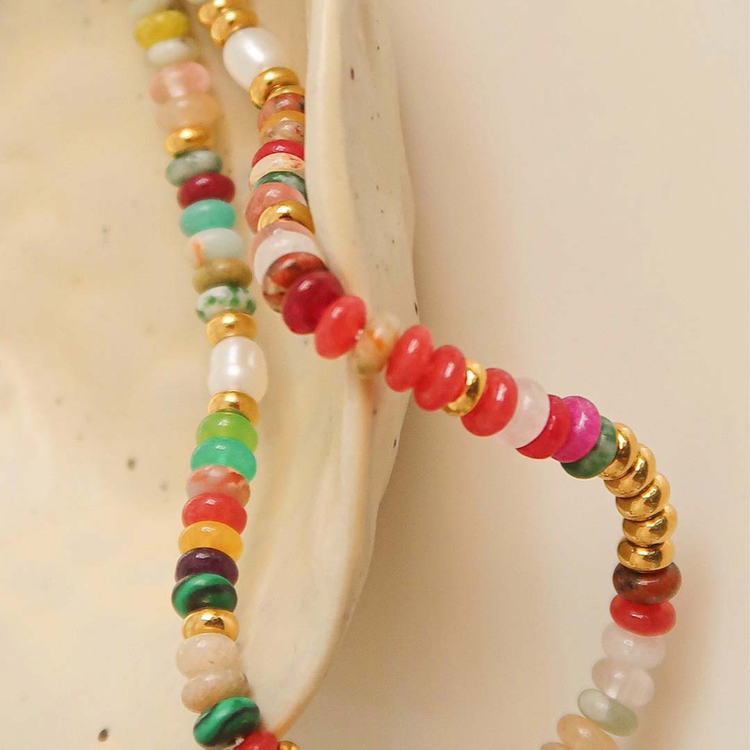 Sunny Boho Colour Beaded Necklace