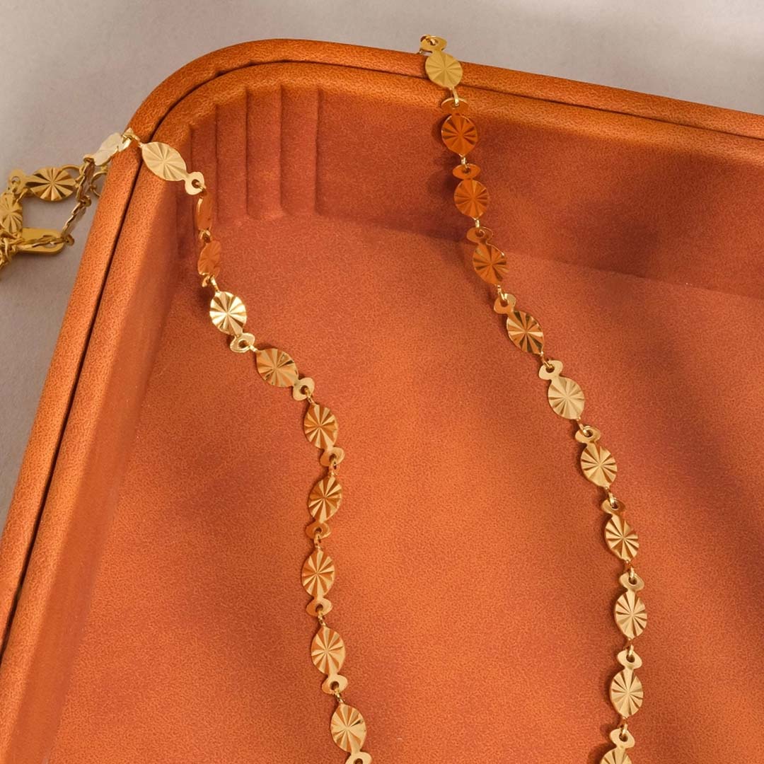 Bise Oval Chain Necklace | Gold