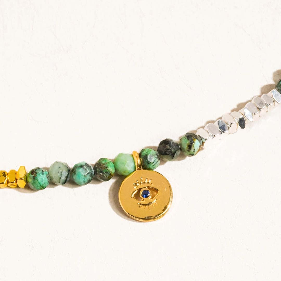 Lahina Boho Stone Eye Necklace | Green