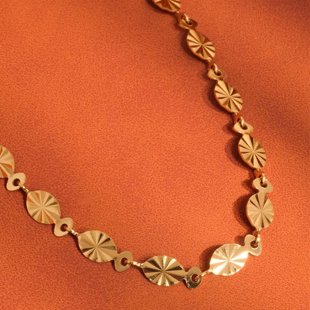 Bise Oval Chain Necklace | Gold