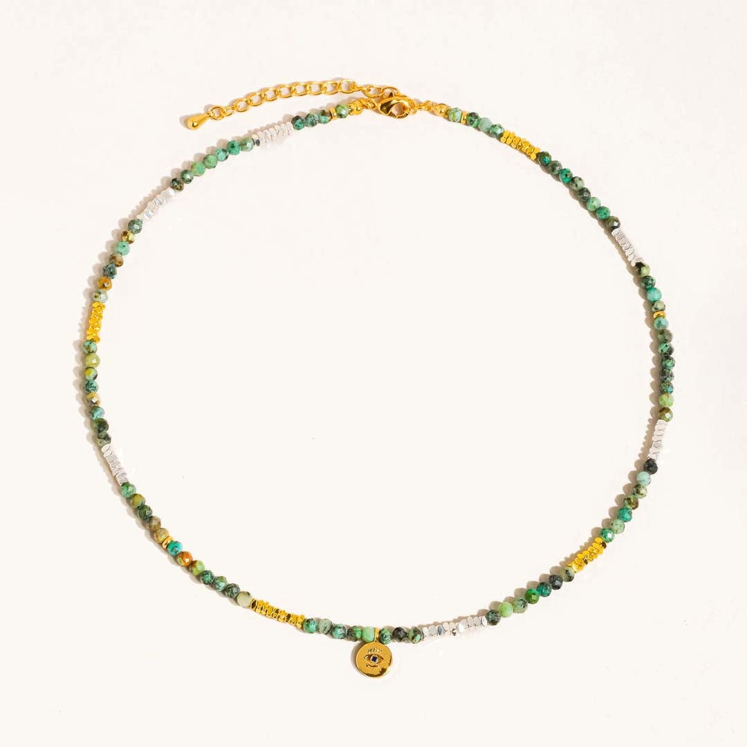 Lahina Boho Stone Eye Necklace | Green