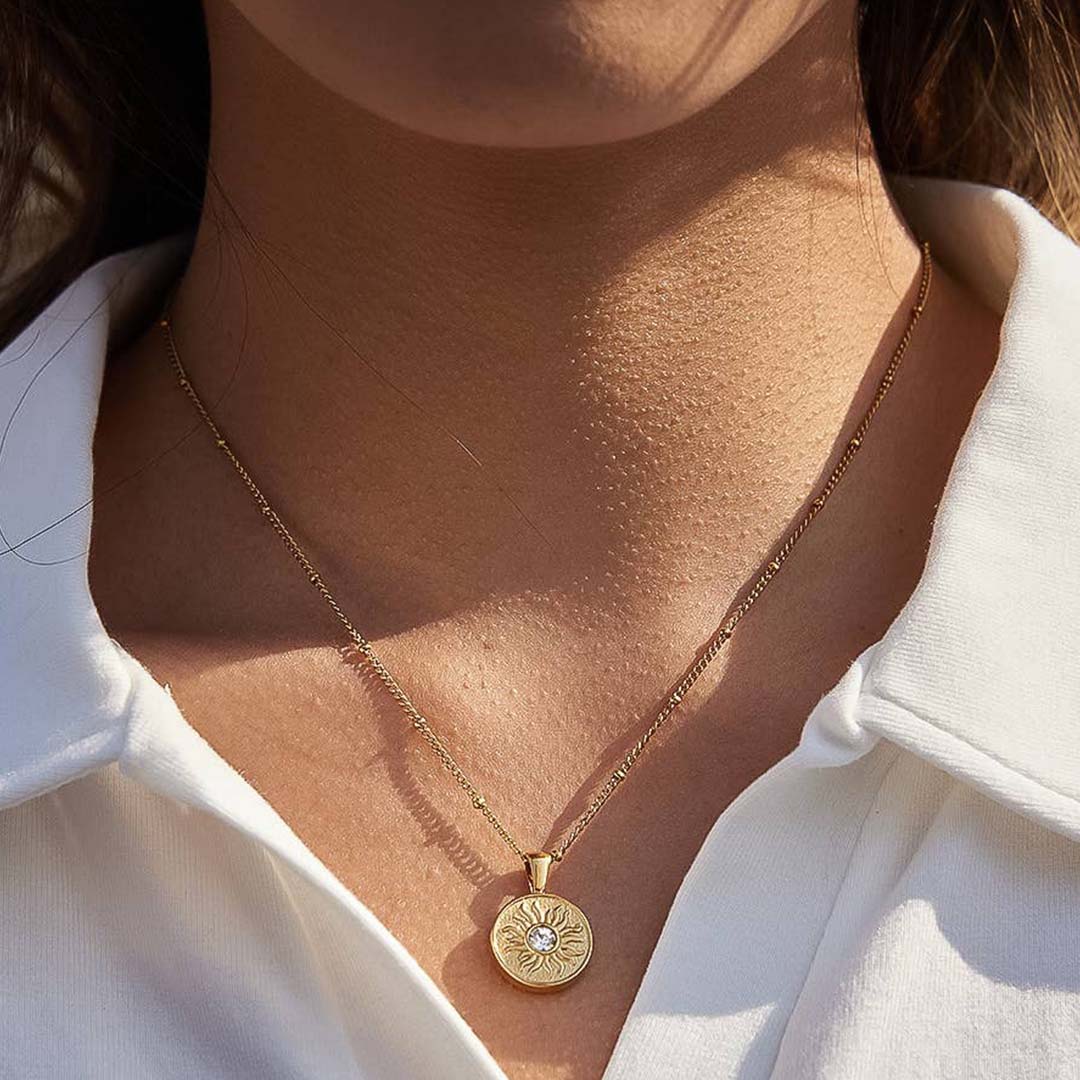 Starla Sun Medallion Necklace | 14k Gold