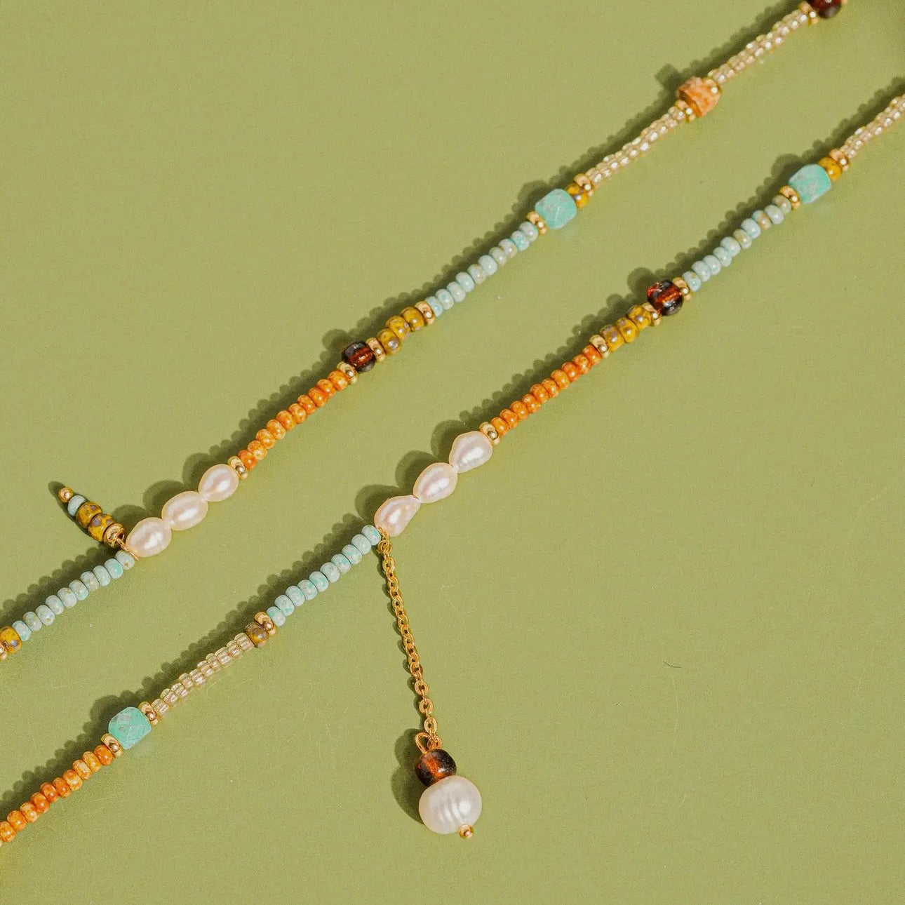 Sapphira 18K Handmade Bohemian Beaded Stack Necklace|Turquoise
