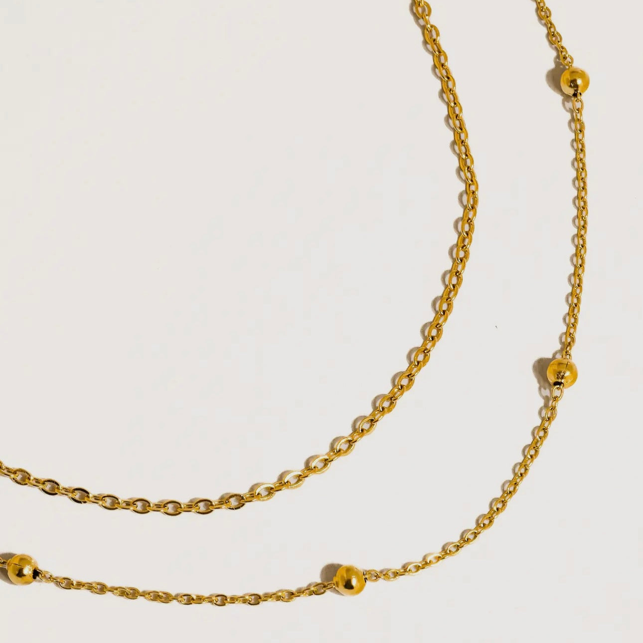 Pennie 18K Gold Non-Tarnish Layered Chain Anklets | Yellow Gold