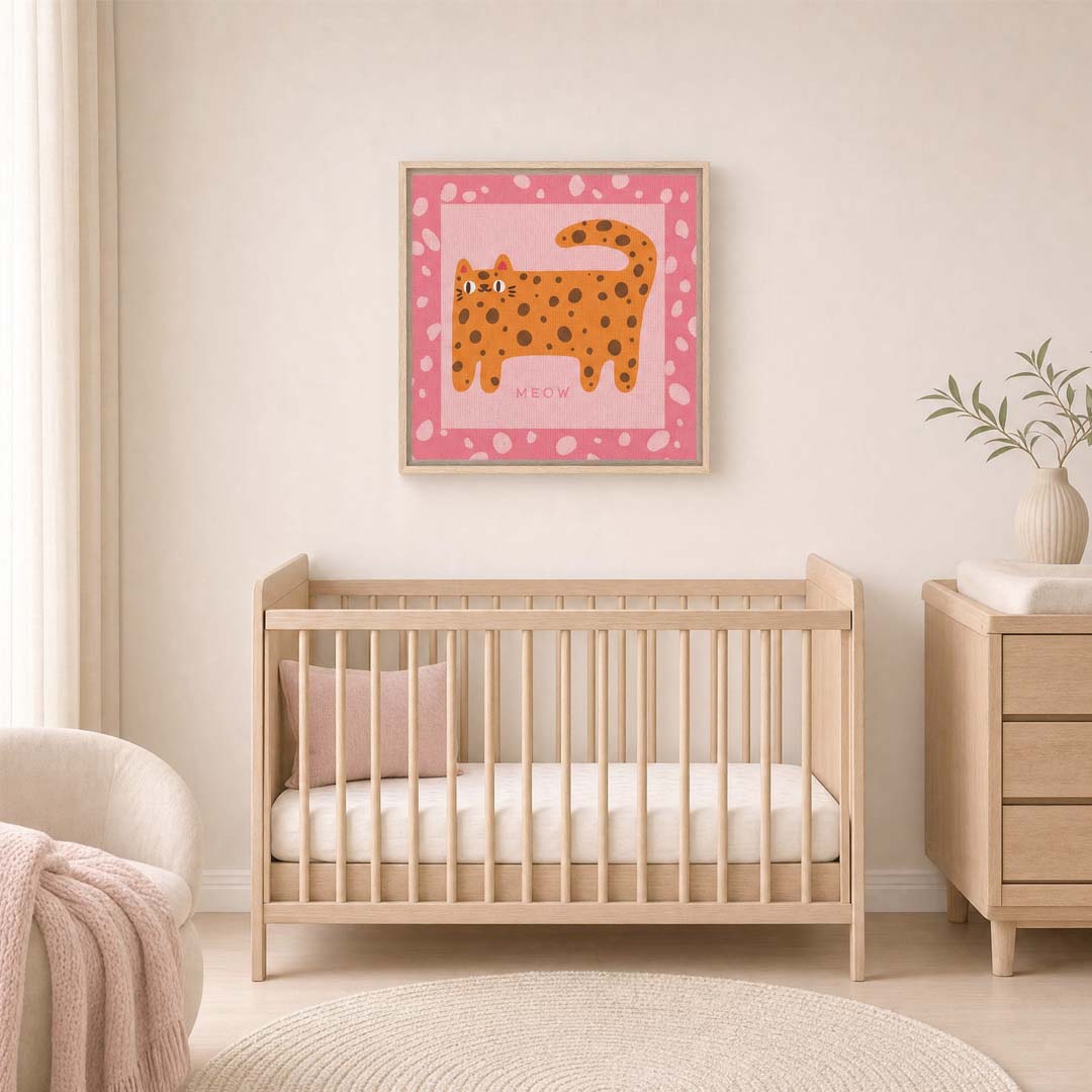Meow Framed Canvas | Cat Wall Art