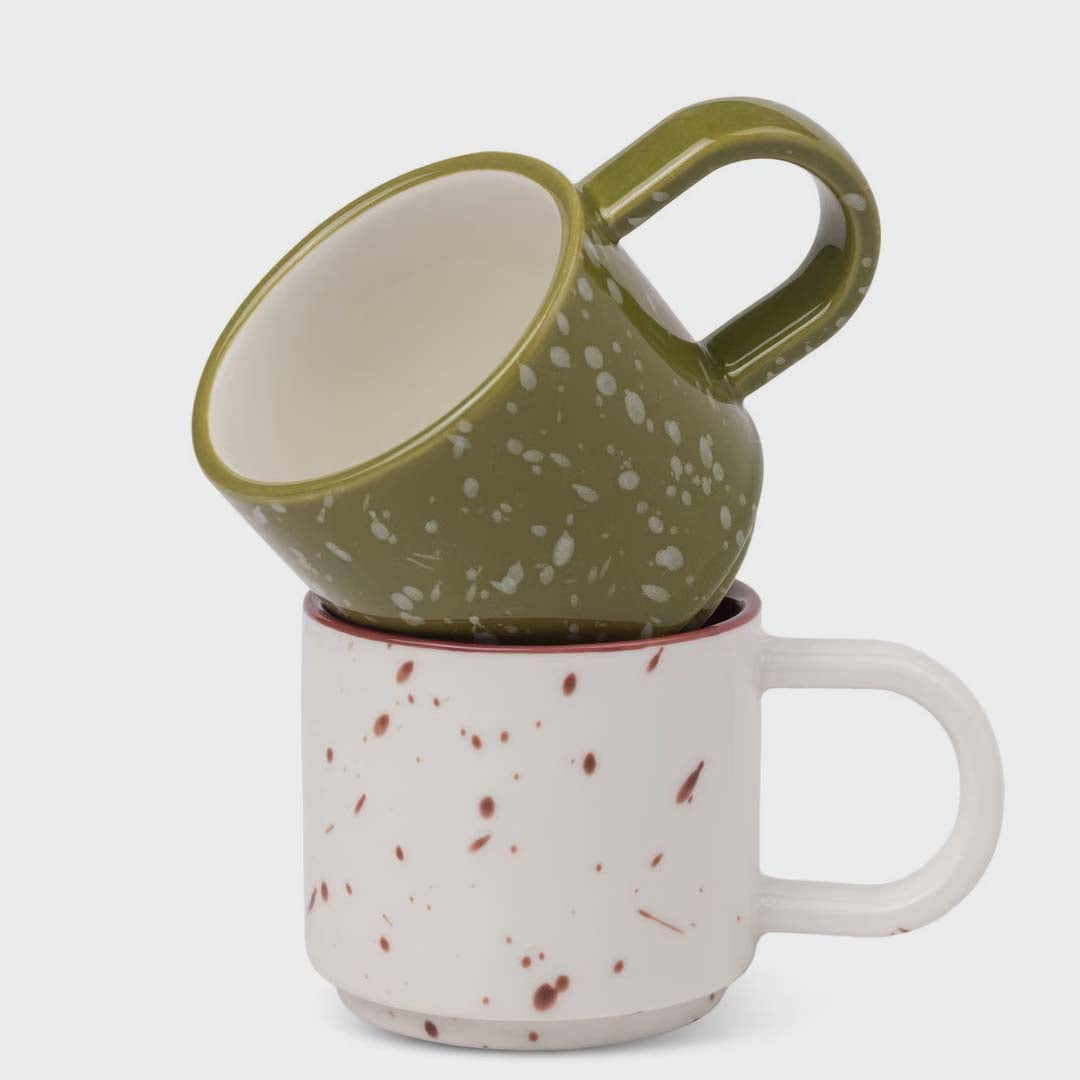 The Simon Set of 2 Espresso Cups | Cream + Olive