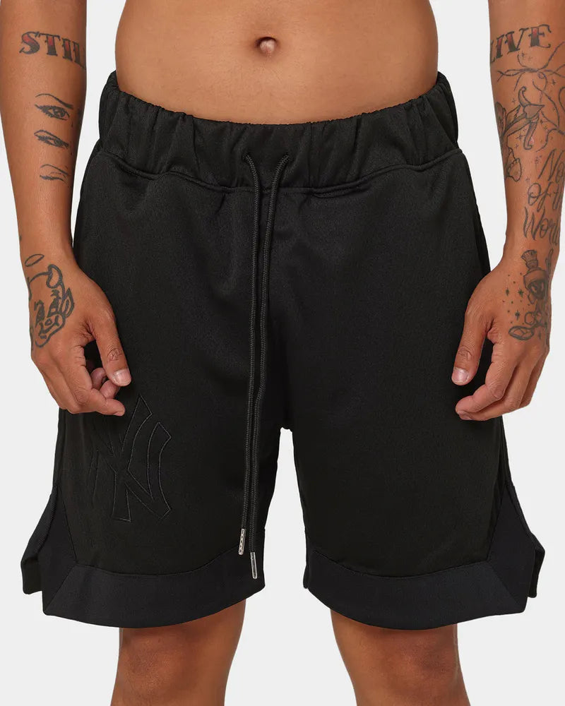 YANKEES BLACK on BLACK BASKETBALL SHORTS