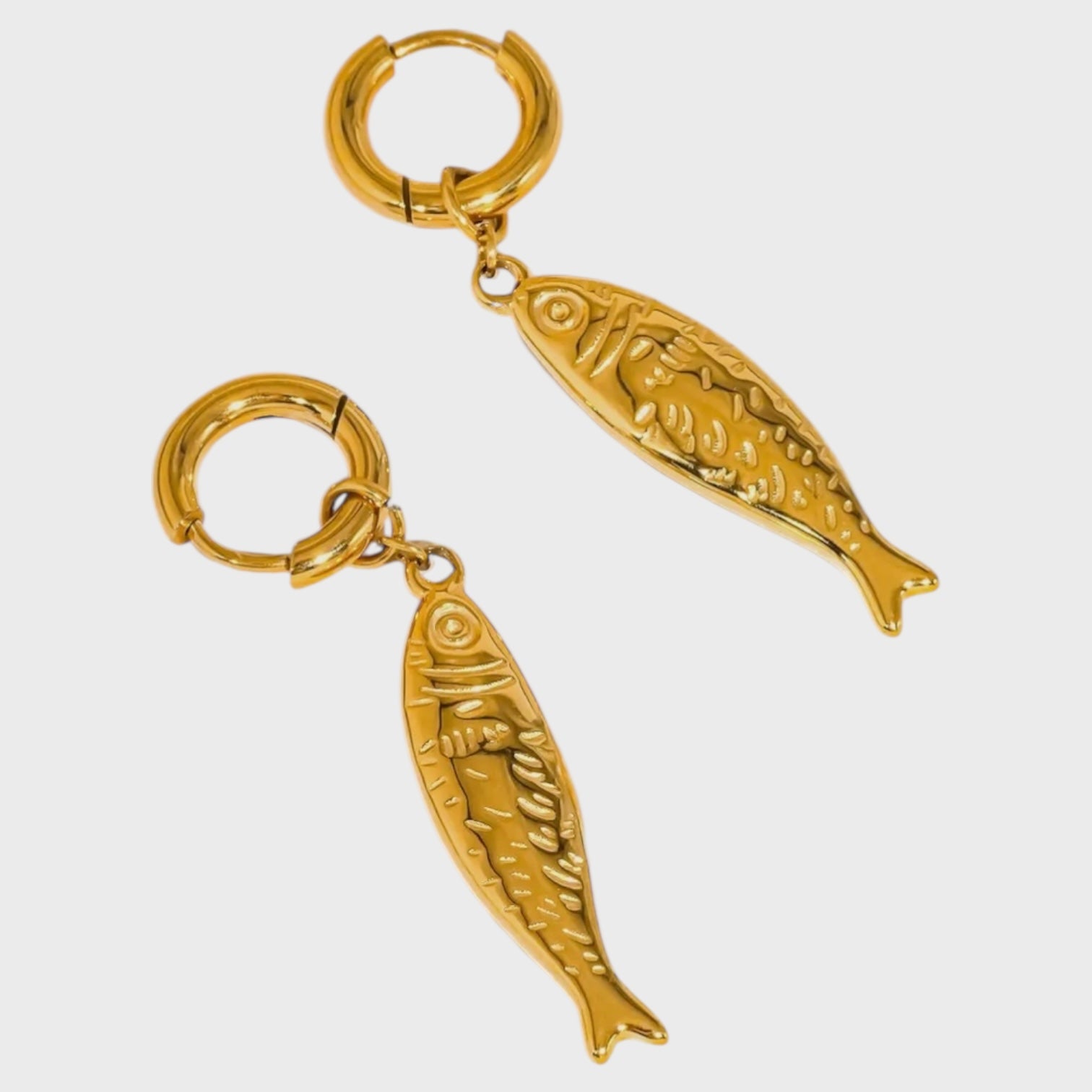 Nibe 18K Gold Non-Tarnish Fish Hoop Earring | Yellow