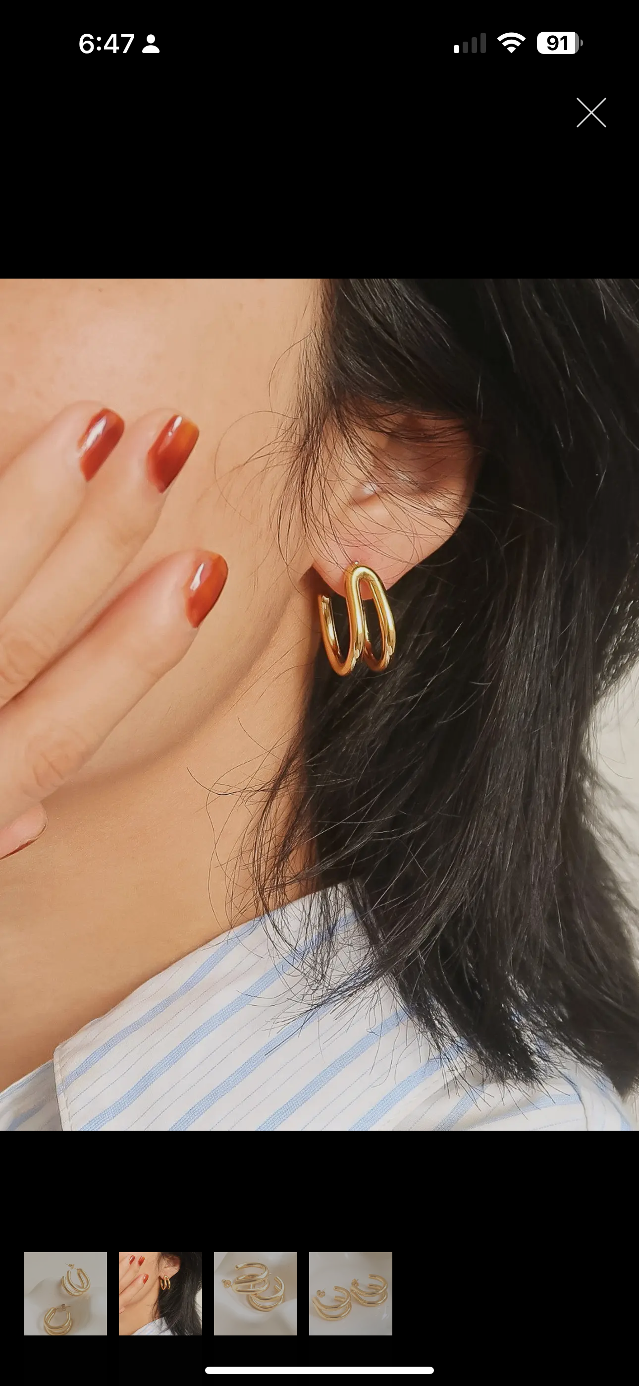 Lucille 18K Gold Non-Tarnish Double C Hoop Earring | Yellow