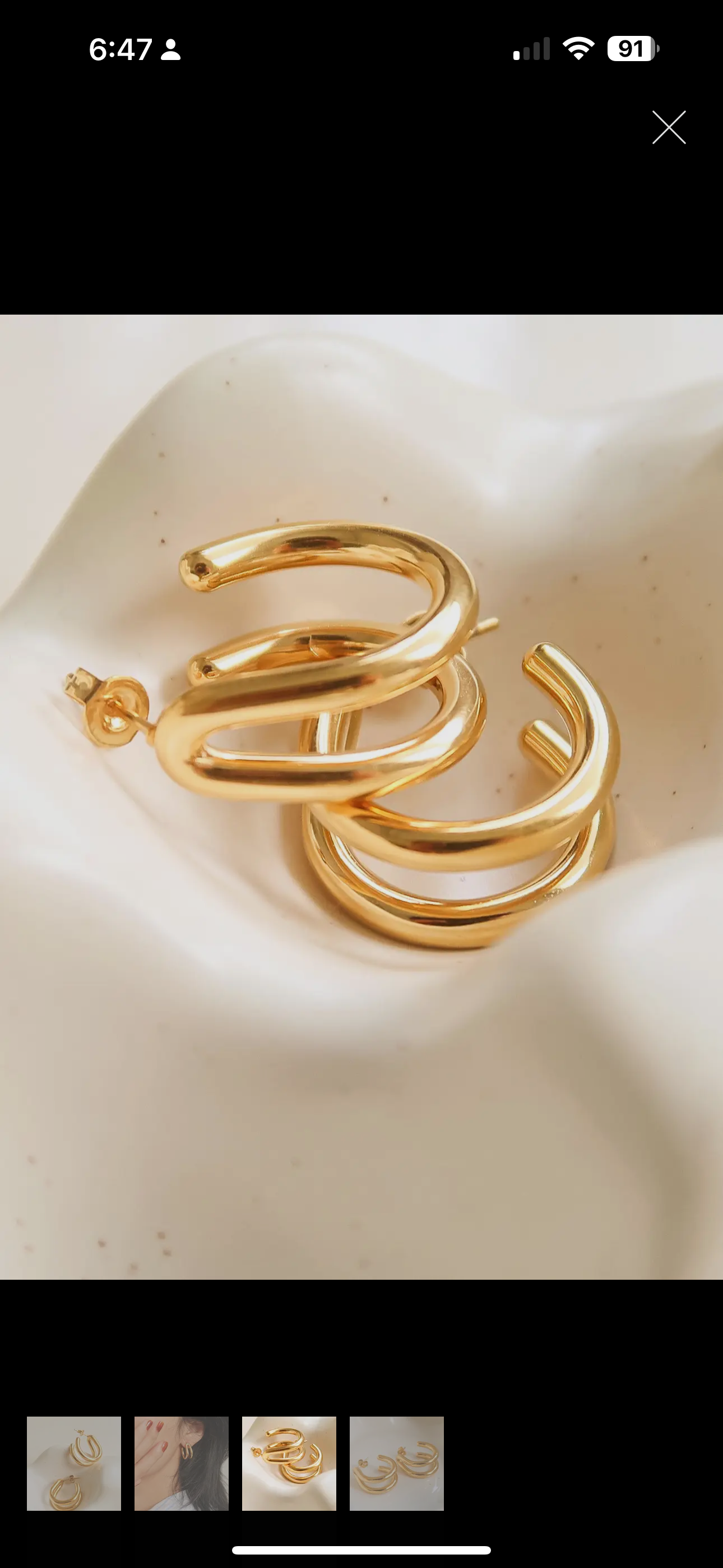 Lucille 18K Gold Non-Tarnish Double C Hoop Earring | Yellow