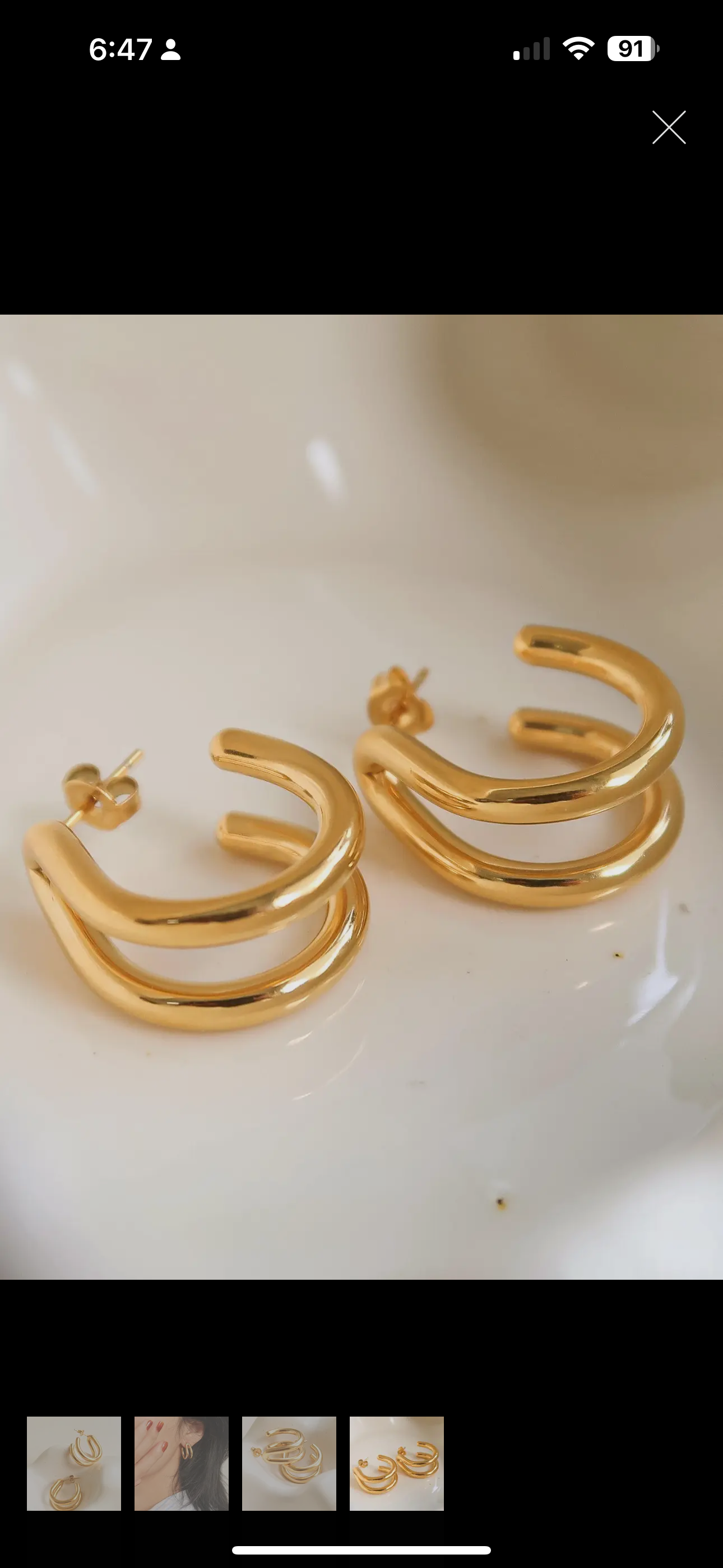 Lucille 18K Gold Non-Tarnish Double C Hoop Earring | Yellow