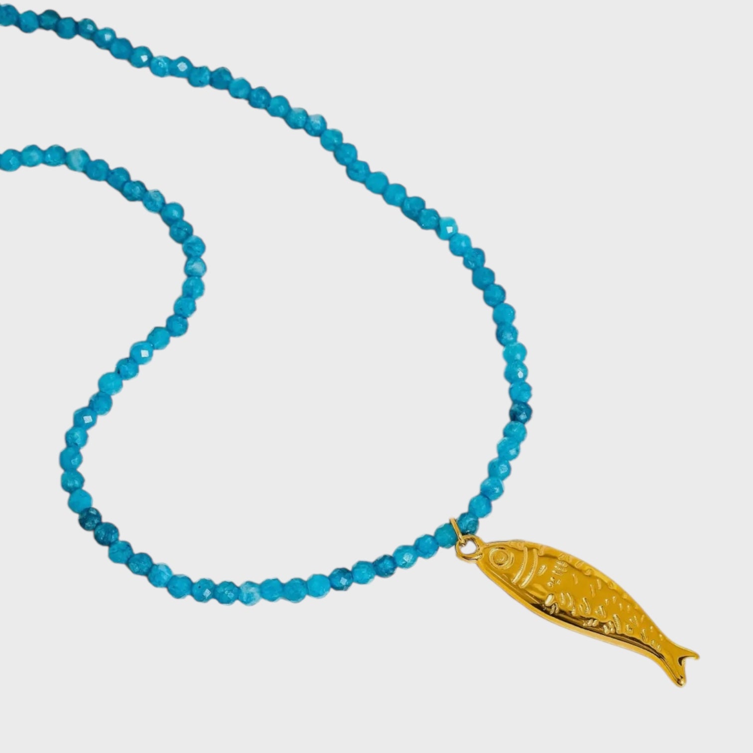 Sasha 18K Gold Non-Tarnish Fish Beaded Necklace | Blue